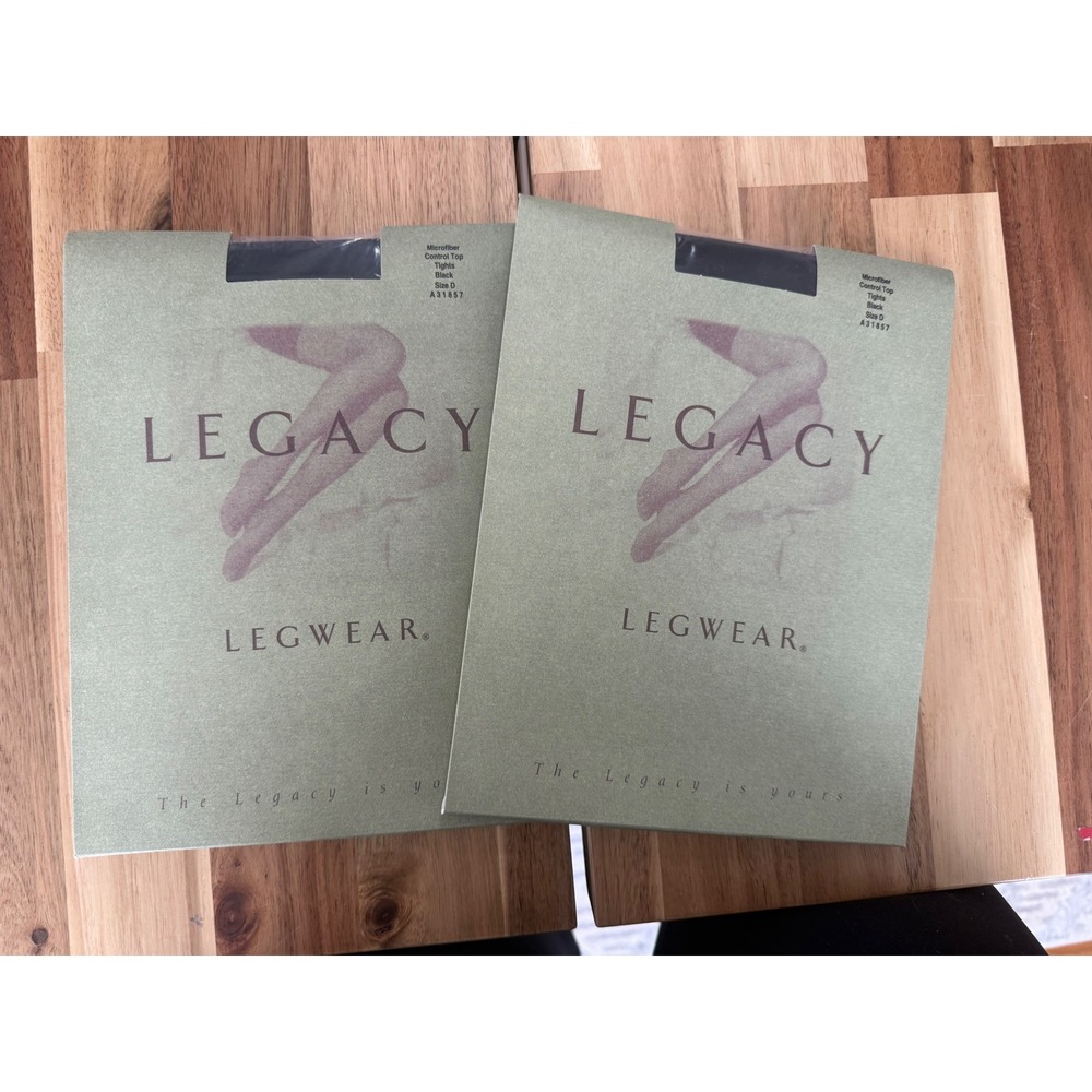 Legacy Legwear 2 Pack Microfiber Control Top Tights Black Size D A31857 NEW